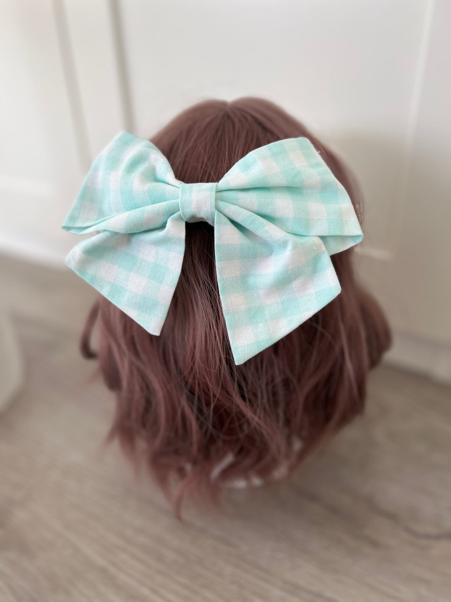 Haarschleife mint weiß kariert