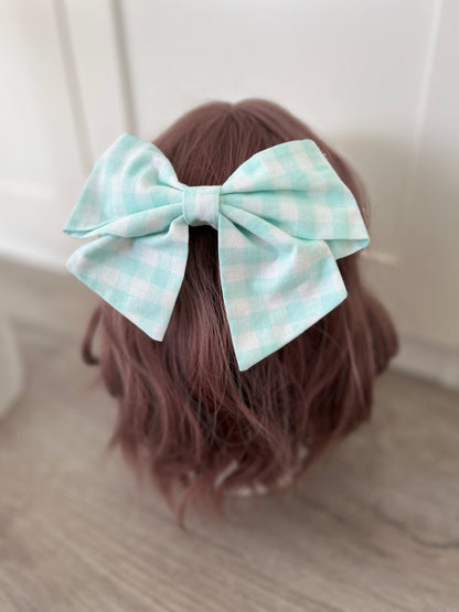 Haarschleife mint weiß kariert