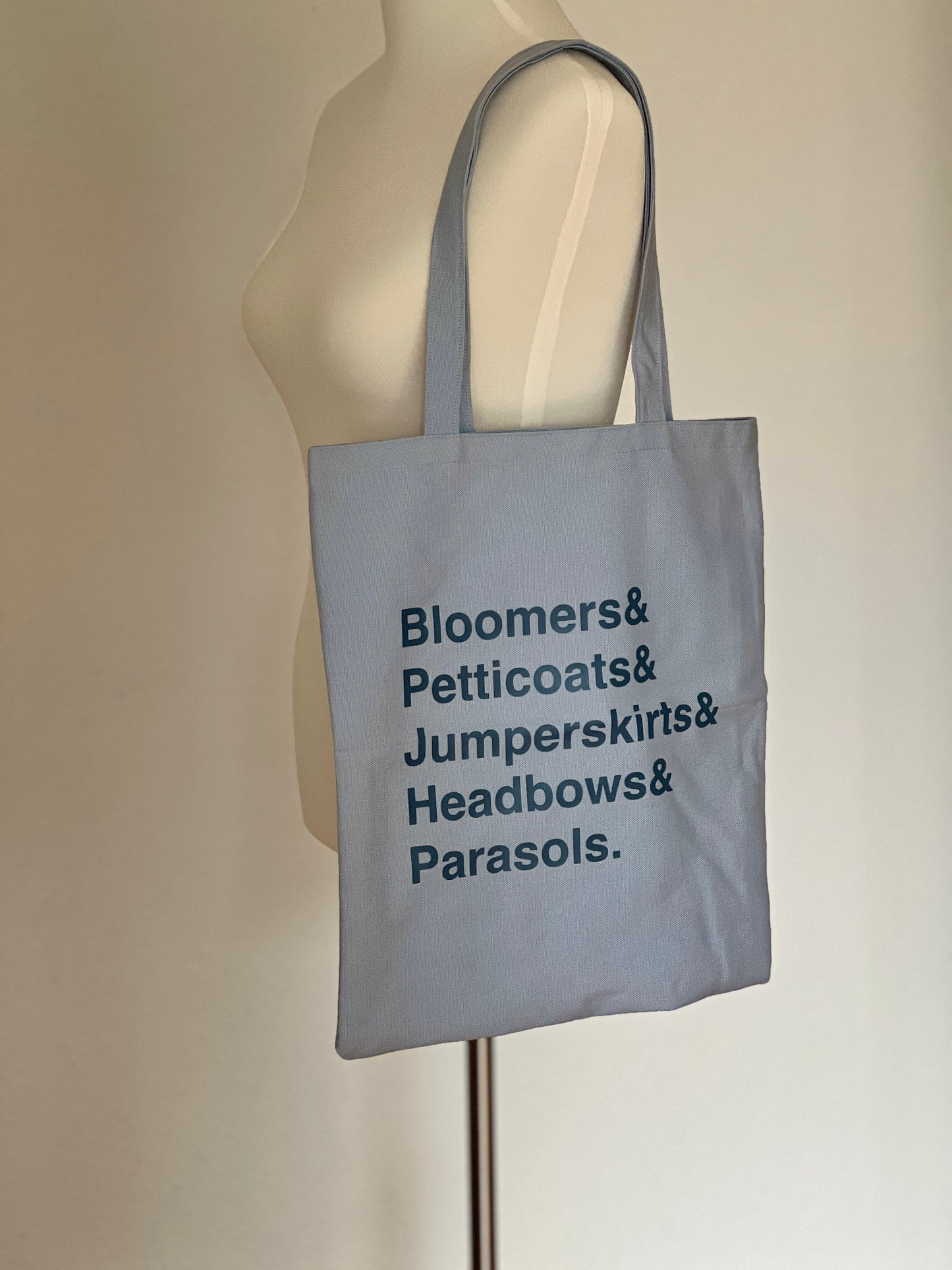 Umhängetasche aus Baumwolle, hellblau, Bedruckung