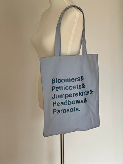 Umhängetasche aus Baumwolle, hellblau, Bedruckung