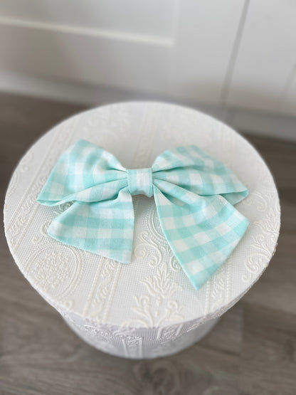 Haarschleife mint weiß kariert