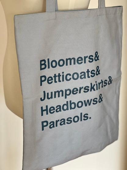 Umhängetasche aus Baumwolle, hellblau, Bedruckung